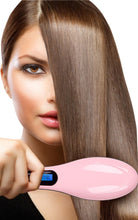 Electric Hair Straightener Brush LCD Ion Anti-Scald Comb Auto Massager Pink